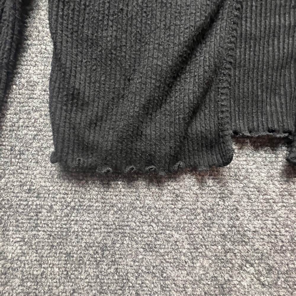 Zunie Girls Black Ribbed Tie Front Long Sleeve Cropped Top Size 14 Wrap Coverup - Picture 4 of 9